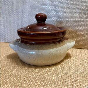 Brown and Cream Ceramic Soup Bowl with Lid